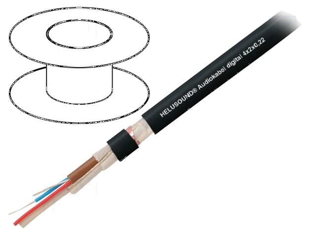 Leiding: voor luidsprekers; HELUSOUND®; 8x2x0,22mm2; koord; zwart Leiding: voor luidsprekers; HELUSOUND®; 8x2x0,22mm2; koord; zwart